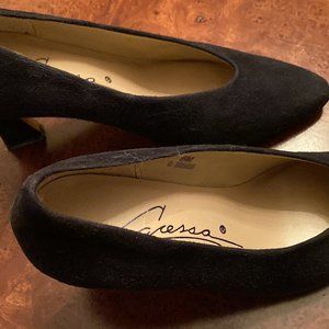 CARESSA  Black Suede Heels